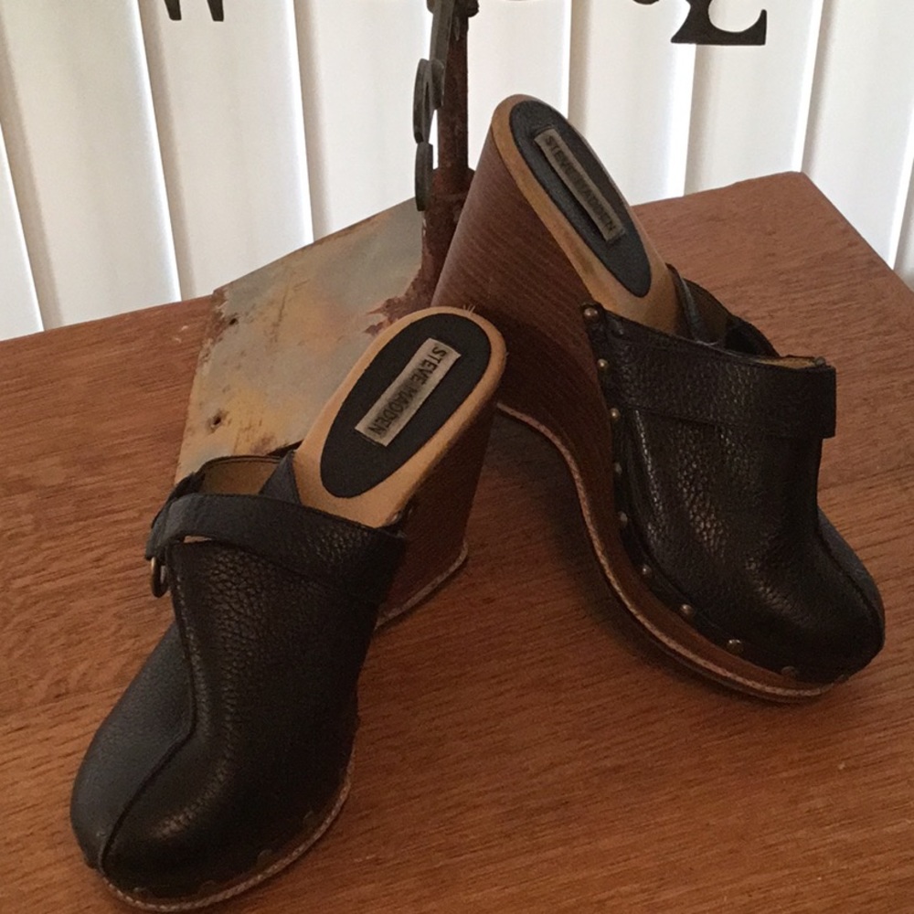 Steve Madden “ Cavo” Blk Leather Clog Sz 10